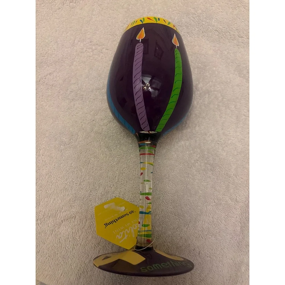 Lolita 40 Something Hand Painted Wine Glass 40th Birthday Candles